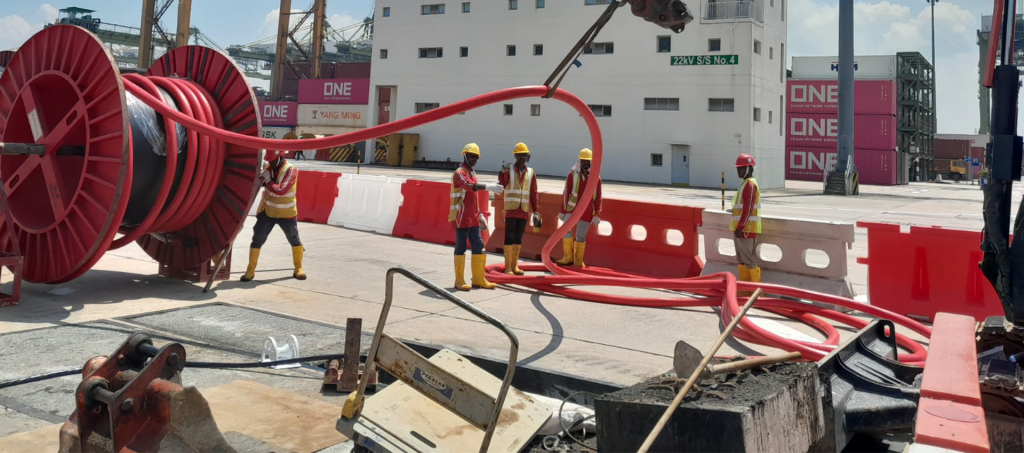 Road works for infrastructure and underground utility installation in Singapore